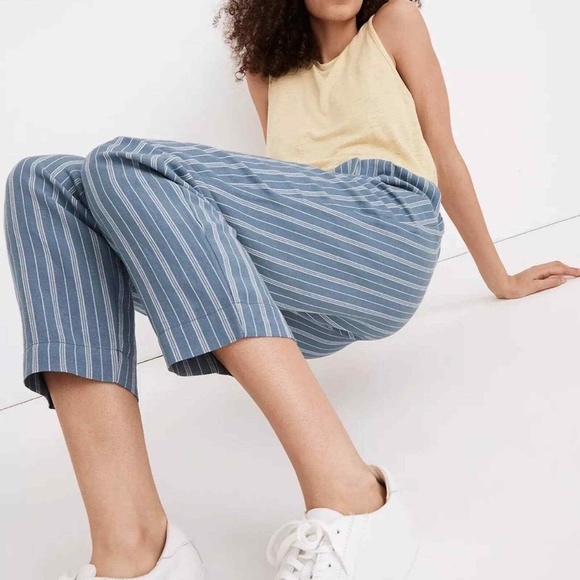 Madewell Linen Blend Track Trousers in Stripe - Picture 4 of 5